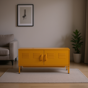 Mobile TV Giallo Senape 41,3 x 13,8 x 19,7 cm in Acciaio, Design Industriale, Mobile Contenitore per Soggiorno - Product Image 2