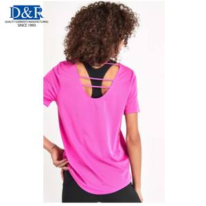 Séchage rapide O Cou Femmes Yoga Top Lâche À Manches Courtes Chemise De Sport Avant Logo Jersey Tissu - Product Image 2