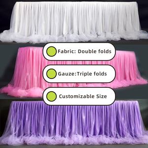 Jupe de table <span class=keywords><strong>en</strong></span> tutu à double couche pour fête <span class=keywords><strong>en</strong></span> gros plinthe de table <span class=keywords><strong>en</strong></span> tulle moelleux pour décoration d'anniversaire de mariage-personnaliser la taille - Product Image 3