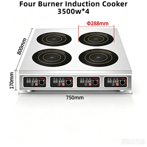 Table de cuisson à induction commerciale robuste à 4 brûleurs, 3500W par brûleur, contrôle indépendant pour les commerces de Malatang - Product Image 1