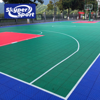 Ensemble complet de dalles de sol pour demi-terrain de basketball extérieur en PP, emboîtables, pour terrains multisports, taille personnalisée, logo