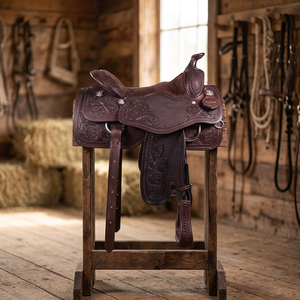 Selle d'équitation anglaise en coton faite à la main avec arceau en bois et plastique, confortable, véritable sellerie internationale, fournisseur indien - Product Image 2