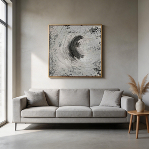 Dipinto Astratto Minimalista in Stile Japandi, Arte su Tela con Texture in Gesso Senza Cornice per Arredamento Moderno - Product Image 6