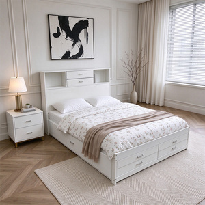 <span class=keywords><strong>Lit</strong></span> double moderne en bois massif avec rangement, plateforme en bois, tête <span class=keywords><strong>de</strong></span> <span class=keywords><strong>lit</strong></span> et tiroirs, mobilier <span class=keywords><strong>de</strong></span> chambre - Product Image 4