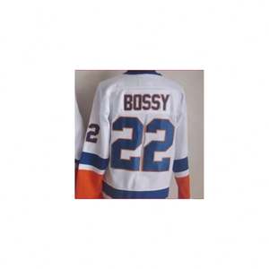 Prêt à Expédier Mike Bossy #22 Blanc Vintage Meilleure Qualité Maillot de Hockey Cousu - Product Image 1