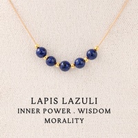 Collier long en pierre naturelle Lapis Lazuli et perles, style bohème unisexe, design de niche, vente en gros Woying