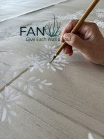 Papier peint brodé à la main avec des feuilles de ginkgo dorées, fond en feuille d'or, revêtement mural intérieur