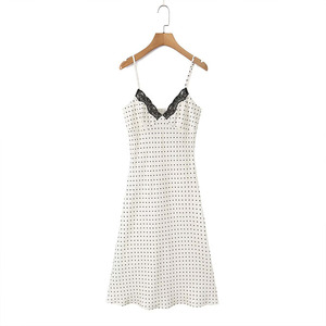 SHENZHU Abito Estivo da <span class=keywords><strong>Donna</strong></span> 2026 Nuova Moda con Pois e Pizzo Patchwork, Vestito <span class=keywords><strong>Retrò</strong></span> Sexy ed Elegante - Product Image 1