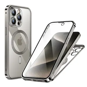 OMEVE Aluminum Metal Frame Case for iPhone 15 Pro Max Military Grade Full Coverage Protective Magnetic Case for iPhone 15 Pro