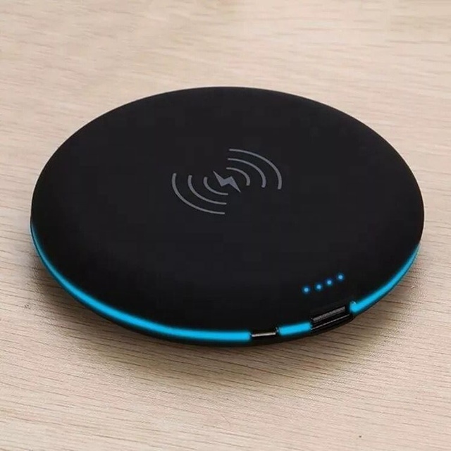 2024 Consumer Electronic Trending Products OEM logo New Round Shape Wireless Power Bank 5000mAh