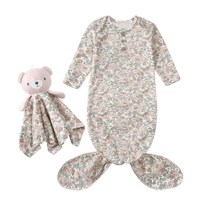 Vestido con <span class=keywords><strong>nudo</strong></span> de bebé personalizado, <span class=keywords><strong>pijama</strong></span> suave y transpirable para bebé, mameluco de bambú suave y sedoso, vestido con <span class=keywords><strong>nudo</strong></span> de bambú agradable a la piel para bebé - Product Image 1