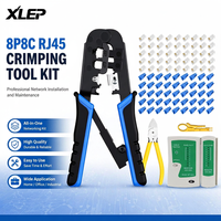 Kit d'outils de sertissage RJ45 8P8C 6P6C avec testeur de câble, coupe-câble, dénudeur, fiches RJ45 Cat5e Cat6 et capuchons RJ45