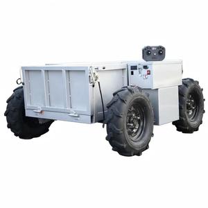 Transporteur électrique télécommandé 1200x800mm, remorque industrielle à quatre roues fermée en acier blanc - Product Image 4