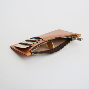 Handmade Genuine Vegetable Tanned Leather Coin <b>Purse</b> Men's/Women's Casual Business Card Holder - Product Image 2