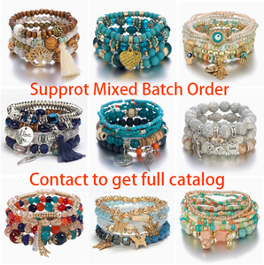 Venta al por mayor Retro bohemio acrílico cuentas joyería mariposa elefante encanto pulsera con colgantes para niña - Product Image 6