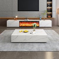 Chimenea Moderna de Lujo con Panel de Roca, Mueble para TV Integrado, Simulación de Llama, Fuego Falso, Núcleo de Chimenea Electrónica, Luz de Fuego