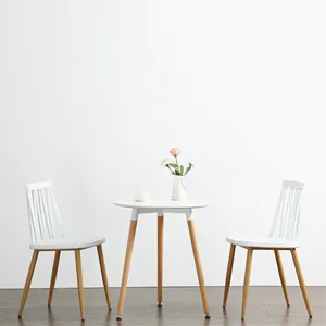 批发厂价便宜家具现代木质小圆餐桌椅套装2
