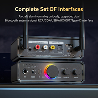 Transmisor/Receptor RGB 5.3 con DAC/USB/RCA/AUX/Óptico/Coaxial/Micrófono, Adaptador de Audio Inalámbrico DSP para Karaoke de Alta Fidelidad