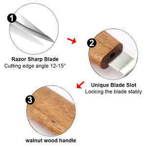 KITCHENCARE Set di strumenti <span class=keywords><strong>per</strong></span> intagliare <span class=keywords><strong>il</strong></span> <span class=keywords><strong>legno</strong></span> di 5 pezzi fabbricazione <span class=keywords><strong>coltelli</strong></span> da intaglio in <span class=keywords><strong>legno</strong></span> <span class=keywords><strong>coltelli</strong></span> con borsa - Product Image 2