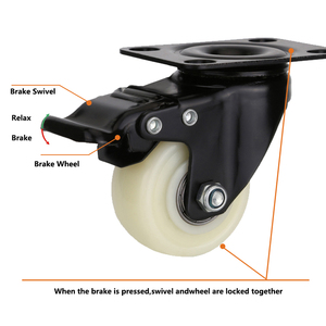 Mang Phổ Bánh Xe Xoay Con Lăn Xoay Giá Rẻ Câm Trắng PP Với Workbench Phanh Nhẹ Duty Caster Bánh Xe - Product Image 3