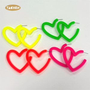 Yachen Bán Chạy Nhất Trái Tim Neon Màu Acrylic Bông Tai Cho Phụ Nữ Retro Đầy Màu Sắc Hoop Bông Tai Mặt Dây Chuyền Cho Nhảy Múa Bên Phụ Kiện - Product Image 1