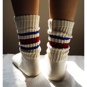 Kaus kaki desain Oem katun crew retro bergaris kustom olahraga slouch untuk pria - Product Image 1