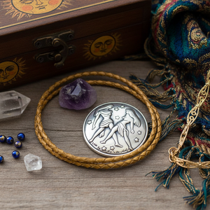 BLAZON ZODIAC GEMINI - Ciondoli con motivo numerico in lega placcata oro 18K, stile bohémien, gioielli religiosi con cristalli, diametro 30mm - Product Image 3
