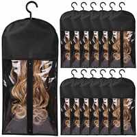 Support de rangement pour extensions capillaires avec cintre, sac de transport pour perruques et queues de cheval, idéal pour les voyages et le rangement