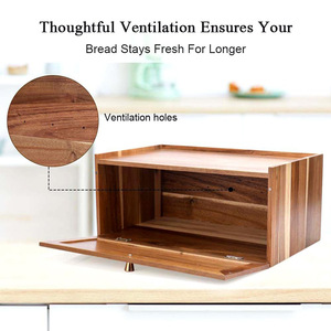 Acacia Wood Bread <b>Box</b> <b>Storage</b> <b>Drawer</b> Type Kitchen Countertop Covered Solid Color JIASHENG - Product Image 2