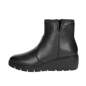 Stivaletti da donna moda termica 5cm con zeppa con chiusura Slip-On con chiusura in vera pelle nera per l'autunno inverno - Product Image 1