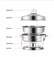 Hochwertige Hotel-Restaurant Mehrkammer-Edelstahl-Chafing-Dishes mit Deckel 9L für Catering