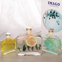 Bouteille en verre d'aromathérapie plate en gros Bouteille de diffuseur de roseau Bouteille parfumée