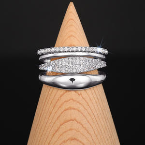 Anelli Eternity Band T0274 Placcati Oro con Zirconia Cubica Micro Pave, Anelli Unisex alla Moda per Matrimonio - Product Image 3