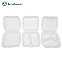 Boîtes en bagasse de canne à sucre pour restauration rapide, 500 g, transparentes, en forme de coquille