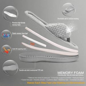 Pantuflas de Interior para <span class=keywords><strong>Mujer</strong></span>, Cómodas, de Espuma Viscoelástica, Tipo <span class=keywords><strong>Chanclas</strong></span>, con Forro de Terciopelo Afelpado - Product Image 5