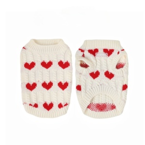 <span class=keywords><strong>Pull</strong></span> en tricot blanc crème pour chien avec motif cœur rouge, doux et chaud, vêtements pour animaux <span class=keywords><strong>de</strong></span> compagnie pour petits chiens - Product Image 1