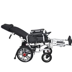 Kursi roda lipat ringan bahan baja, kursi roda untuk orang tua cacat dapat dibaringkan datar - Product Image 5