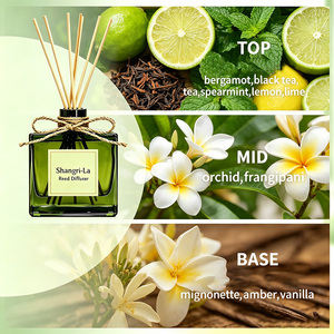 Diffuseur de parfum Shangri-La Essence, arôme haut de gamme de style hôtel, flacon en verre recyclable avec bâtonnets en rotin - Product Image 2