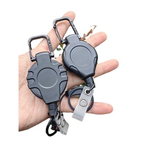 Porte-badge rétractable à boucle facile à tirer, avec cordon torsadé, robuste, avec porte-clés à rainures 2.0. - Product Image 1