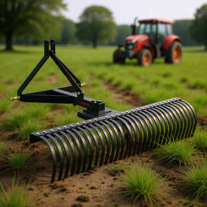 Rastrillo de jardín de 32 puntas, 60 pulgadas de ancho, herramienta de preparación del suelo con enganche de 3 puntos para uso con tractor, dientes metálicos duraderos - Product Image 2