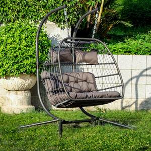 Design moderne Patio suspendu en osier balançoire oeuf canapé avec support <span class=keywords><strong>jardin</strong></span> causeuse extérieur double siège rotin pliable balançoire chaise - Product Image 1