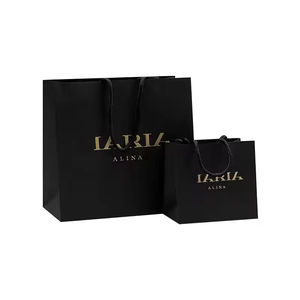 Bolsa De Embalaje De Ropa De Lujo Personalizada, Bolsa De Regalo Negra, Bolsas De <span class=keywords><strong>Papel</strong></span>, Embalaje De Compras, Bolsas De <span class=keywords><strong>Papel</strong></span> Con Asas Para Ropa - Product Image 1