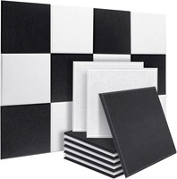 Traitement acoustique pour la maison et les bureaux, panneaux acoustiques insonorisants en polyester haute densité à bords biseautés, noir et blanc, 12 x 12 pouces