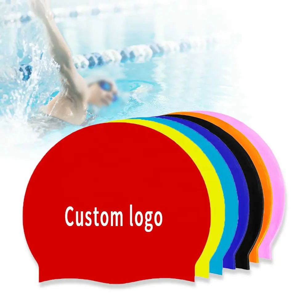Factory Supply 50g 55g 60g 65g Swim Caps Custom OEM Logo Silicone Waterproof Swimming Hat Cap