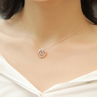 Collier projecteur en forme de cœur plaqué platine, bijou avec 100 langues différentes, avec inscription "I Love You", accessoire personnalisé, 100 langues