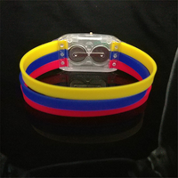 Bracelets LED en silicone phosphorescents activés par le mouvement pour les fêtes du Nouvel An, de la remise des diplômes et de Thanksgiving, avec drapeau
