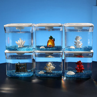 PAIPET Aquarium cylindrique de bureau avec éclairage LED et filtre cascade à suspendre - Petit kit d'aquarium incassable pour Betta