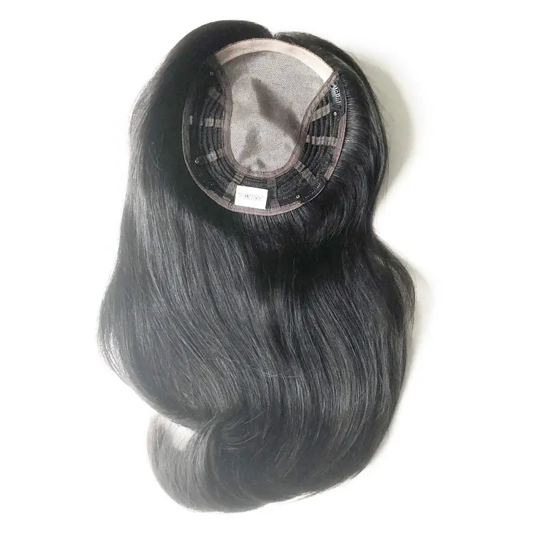 TP18 6x7 toupee femminile mezzo fatto a mano stock 100% vergine non trattato capelli umani 15x17cm donne mono topper con clip