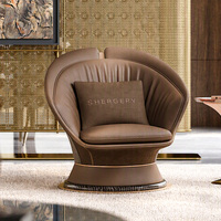 Fauteuil d'appoint incurvé moderne de luxe, fauteuil lounge moderne pour salon, hall d'hôtel, club, villa, fauteuils d'appoint en cuir, meubles