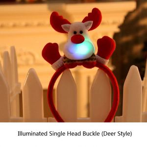 Lovely <b>Christmas</b> Santa Reindeer Snowman Bear <b>LED</b> Light Headband Hair Band Lightening Double Head Xmas Decoration Red New Years - Product Image 3